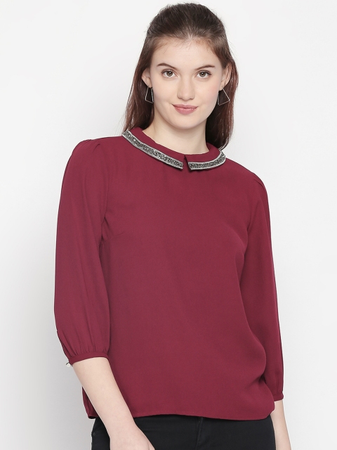 

Forever Glam by Pantaloons Women Maroon Solid Shirt Style Top