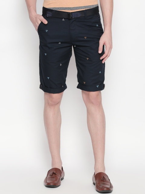 

beevee Men Navy Blue Printed Regular Fit Regular Shorts