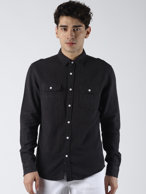

Blue Saint Men Black Slim Fit Solid Casual Shirt