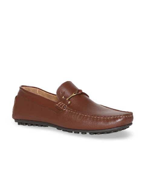 

Arrow Men Brown Textured Leather Horsebit Loafers