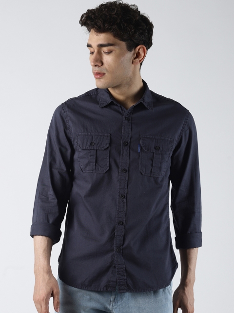 

Blue Saint Men Navy Blue Slim Fit Solid Casual Shirt