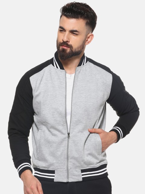 

Campus Sutra Men Grey Solid Bomber Jacket