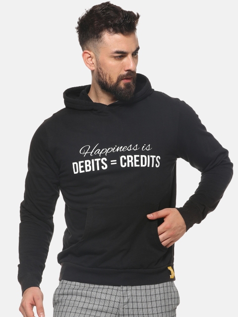 

Campus Sutra Men Black Printed Hooded Sweatshirt