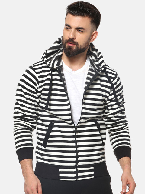 

Campus Sutra Men White & Black Solid Hooded Sweatshirt