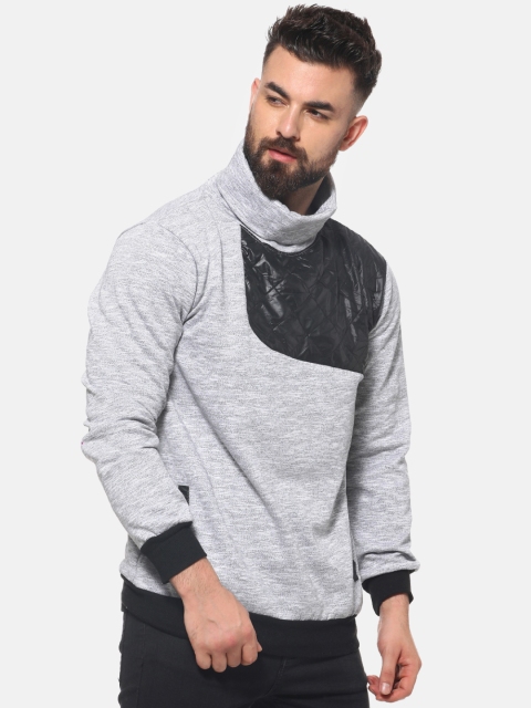 

Campus Sutra Men Grey Colourblocked Sweatshirt