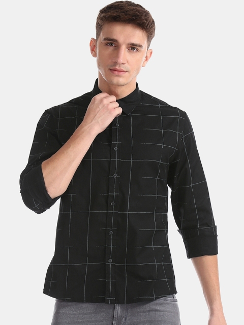 

Colt Men Black Slim Fit Checked Casual Shirt