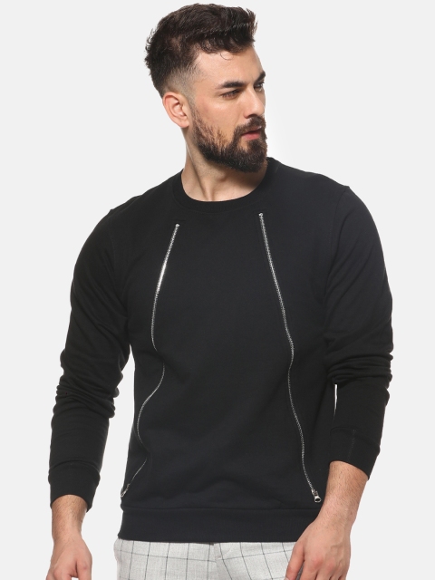 

Campus Sutra Men Black Solid Sweatshirt