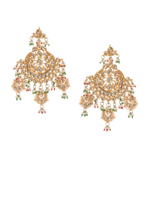 

Bamboo Tree Jewels Gold-Toned Handcrafted Drop Earrings
