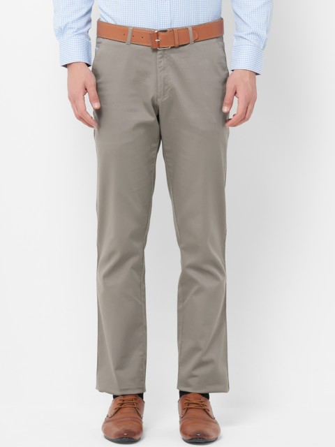 

Solemio Men Grey Regular Fit Self Design Formal Trousers