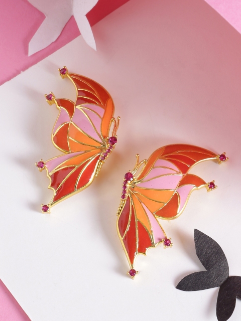 

Voylla Gold-Plated & Red Contemporary Enamelled Studs