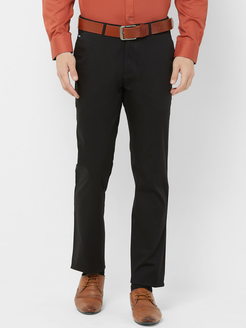 

Solemio Men Black Regular Fit Solid Formal Trousers