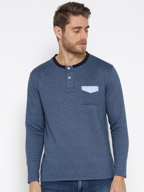 

HARBORNBAY Men Blue Solid Pullover Sweatshirt