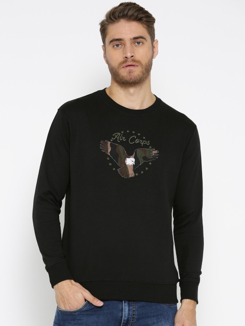 

HARBORNBAY Men Black Embroidered Pullover Sweatshirt
