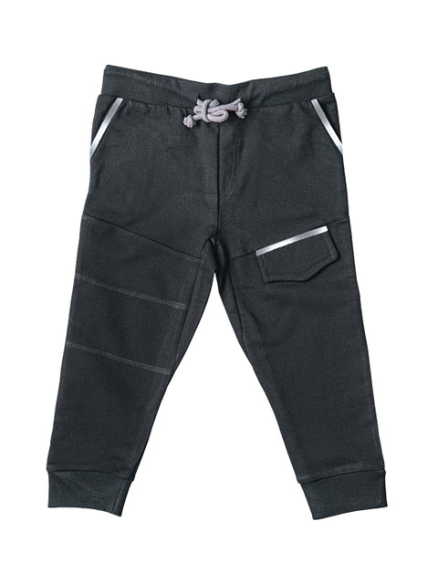 

Kid Studio Boys Black Solid French Terry Straight-Fit Joggers
