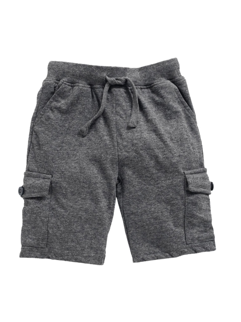 

KiddoPanti Boys Grey Solid Regular Fit Knitted Cargo Shorts