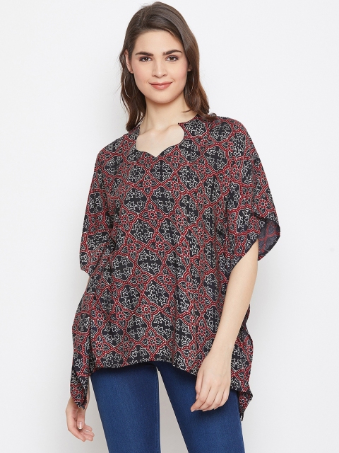 

The Kaftan Company Women Black & Red Printed Kaftan Top