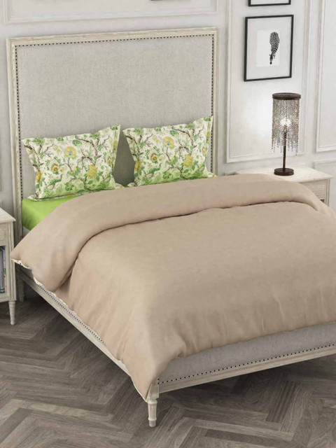 

Portico New York Taupe & Green Printed AC Room 120GSM Double King Bedding Set