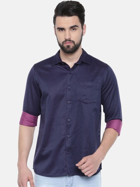 

Scarlet Creations Men Navy Blue Classic Slim Fit Solid Casual Shirt