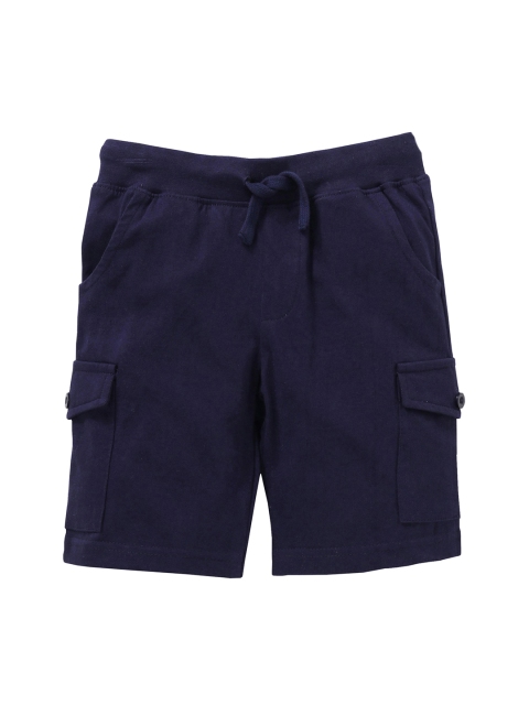 

KiddoPanti Boys Navy Blue Solid Regular Fit Cargo Shorts