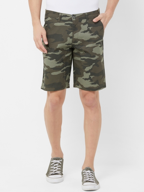 

FiTZ Men Olive Green Camouflage Printed Regular Fit Regular Shorts