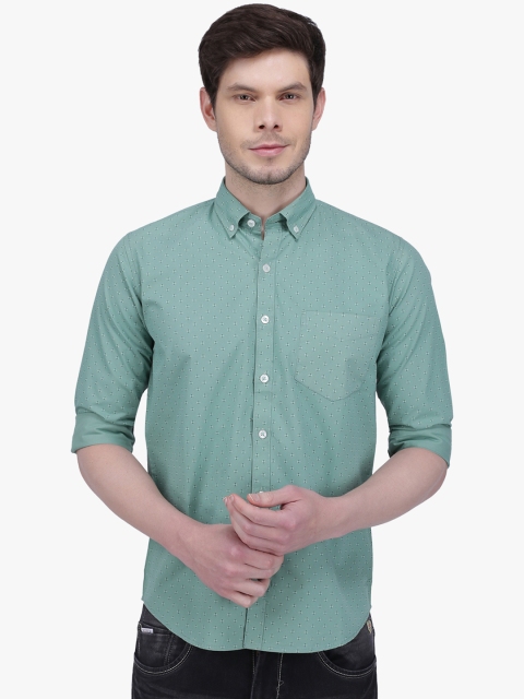 

Southbay Men Mint Green Smart Slim Fit Printed Casual Shirt