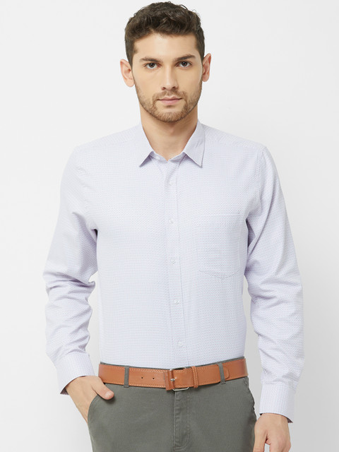 

Solemio Men White & Pink Regular Fit Checked Formal Shirt