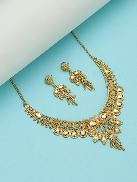 

ZeroKaata Gold-Plated Peacock Ethnic Jewellery Set