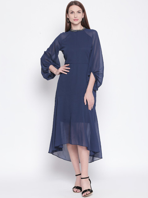 

Forever Glam by Pantaloons Women Navy Blue Solid Fit and Flare Dress