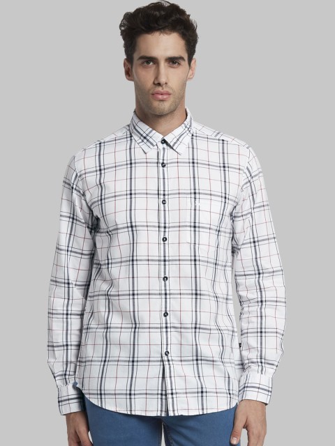 

Parx Men White Slim Fit Checked Casual Shirt
