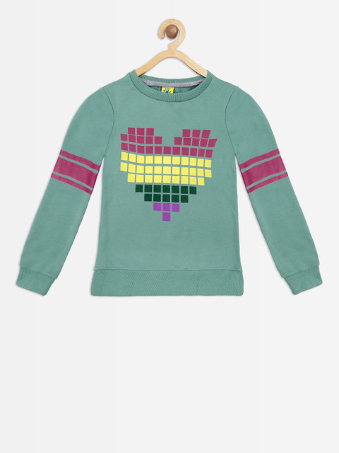 

Punkster Girls Sea Green & Pink Printed Sweatshirt