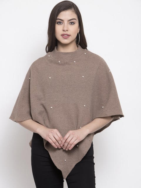 

armure Women Brown Solid Poncho Sweater