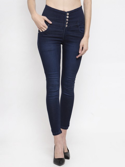 

Purple Feather Women Navy Blue Skinny Fit High-Rise Clean Look Jeans
