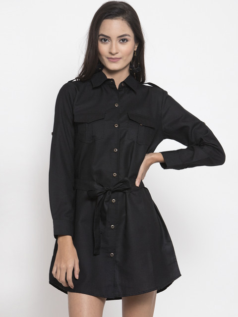 

Molly & Michel Women Black Solid Shirt Dress
