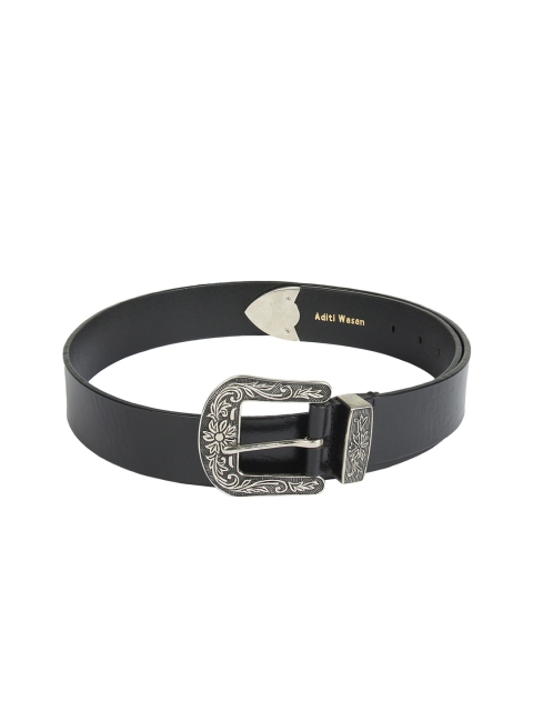 

Aditi Wasan Men Black Solid Leather Belt