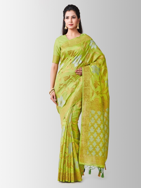 

Mitera Lime Green Art Silk Printed Kanjeevaram Saree