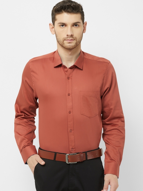

Solemio Men Rust Orange Regular Fit Solid Formal Shirt