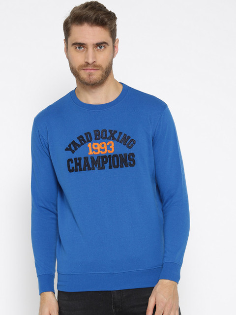 

HARBORNBAY Men Blue Self Design Pullover Sweatshirt