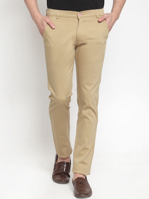 

Rodamo Men Khaki Slim Fit Solid Regular Trousers