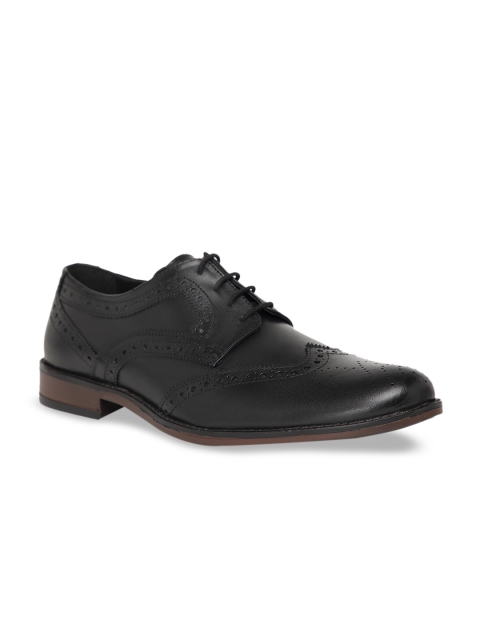 

NOBLE CURVE Men Black Textured Formal Leather Brogues