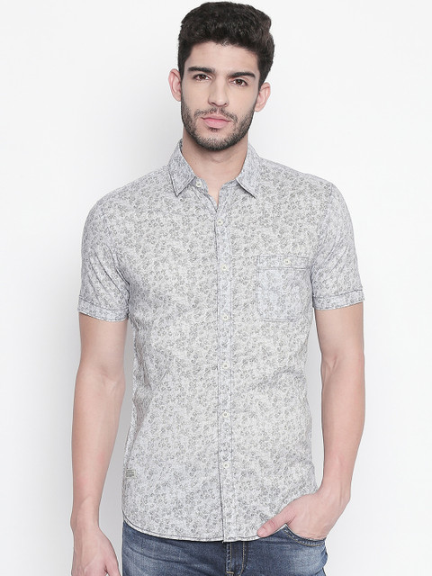 

Mufti Men Grey & Black Slim Fit Printed Casual Shirt