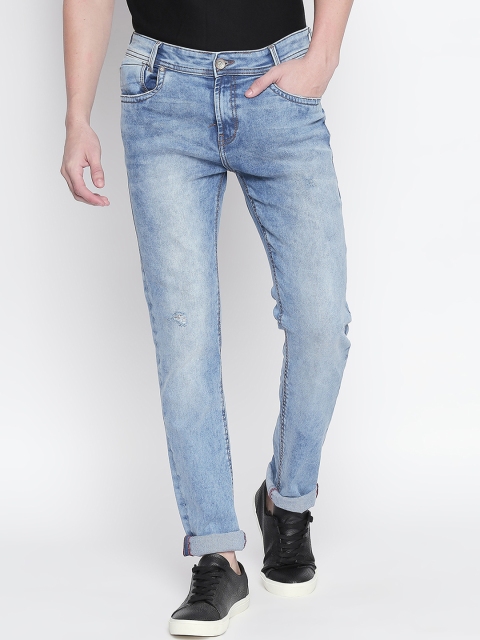 

Mufti Men Blue Regular Fit Mid-Rise Low Distress Stretchable Jeans