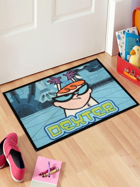 

Saral Home Kids Turquoise Blue & Grey Dexter Laboratory Printed Anti-Skid Doormat