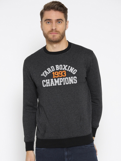

HARBORNBAY Men Charcoal Grey Self Design Pullover Sweatshirt