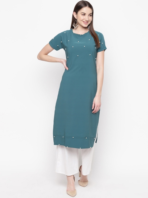 

Napra Women Green Embellished Straight Kurta