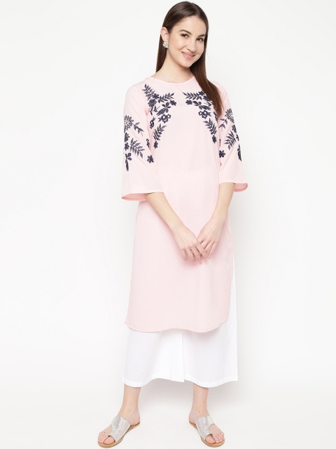 

Napra Women Pink Embroidered Straight Kurta
