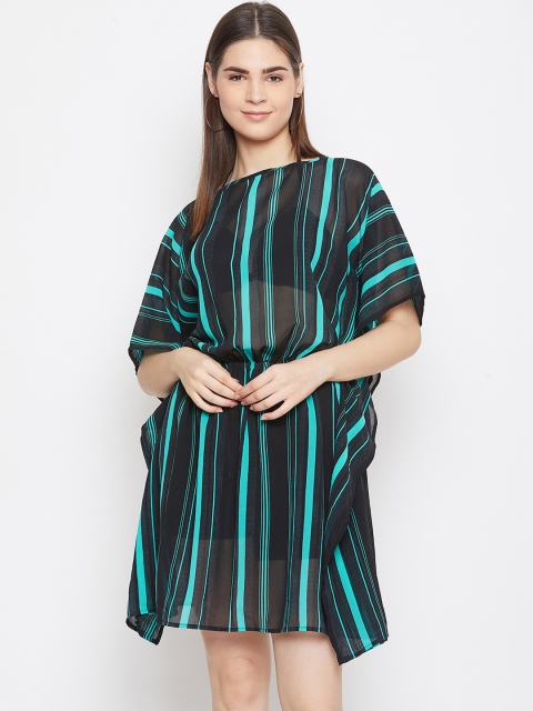 

The Kaftan Company Women Black & Teal Printed Kaftan Cover-Up Dress