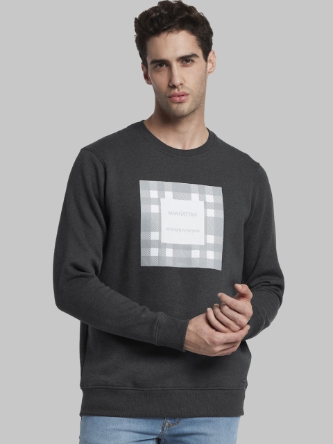 

Parx Men Charcoal Grey Printed Sweatshirt