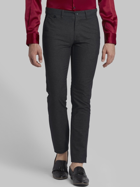 

Parx Men Black Tapered Fit Self Design Regular Trousers