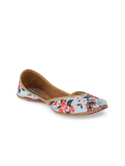 

The Tassle Life Women Blue Printed Mojaris