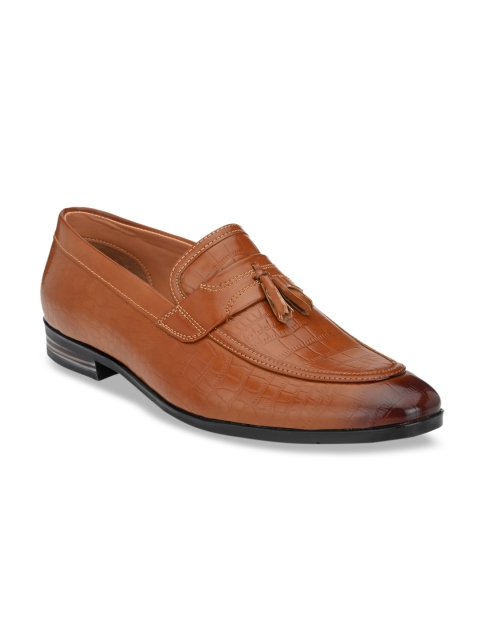 

Fentacia Men Tan Brown Textured Formal Tassel Loafers